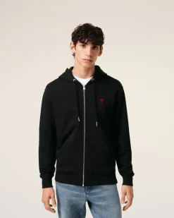 Hoodie Noir Zippé Ami De Coeur En Coton Biologique