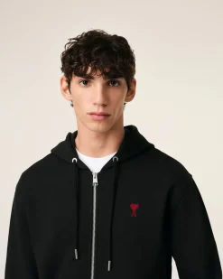 Hoodie Noir Zippé Ami De Coeur En Coton Biologique