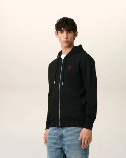 Hoodie Noir Zippé Ami De Coeur En Coton Biologique