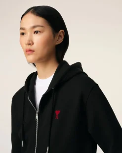 Hoodie Noir Zippé Ami De Coeur En Coton Biologique