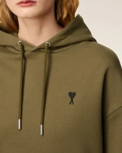 Hoodie Vert Ami De Coeur Contrasté En Coton