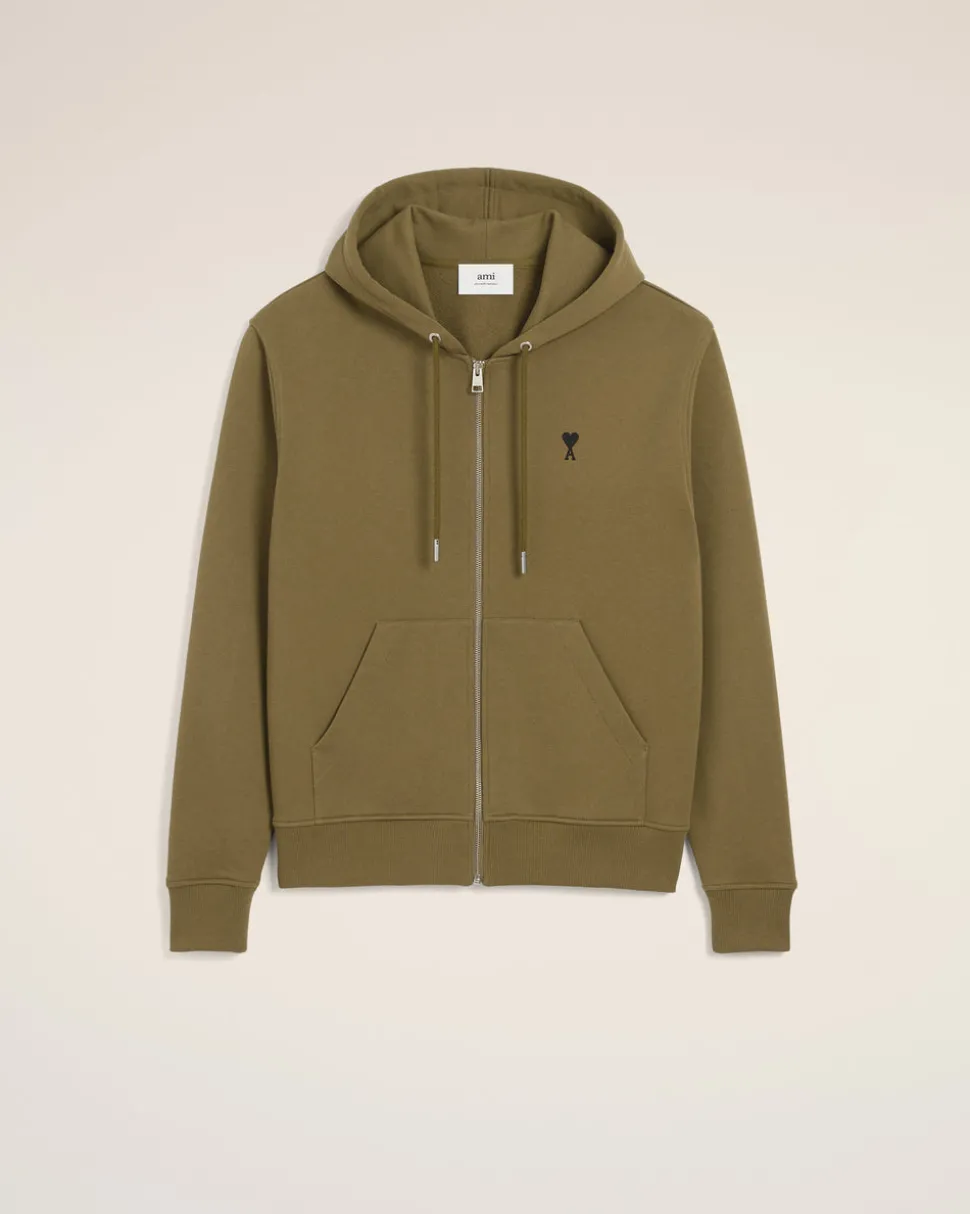 Hoodie Vert Zippé Ami De Coeur En Coton