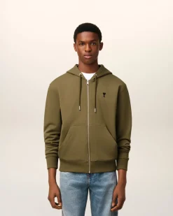 Hoodie Vert Zippé Ami De Coeur En Coton
