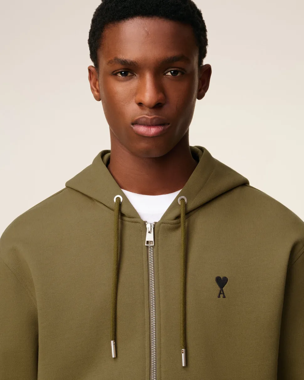 Hoodie Vert Zippé Ami De Coeur En Coton