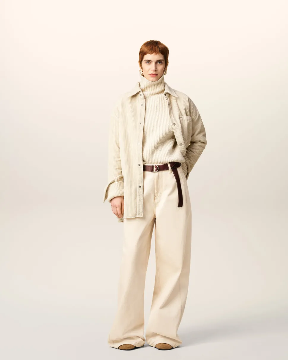 Jean Blanc Coupe Très Large En Coton