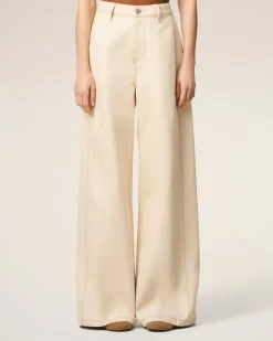 Jean Blanc Coupe Très Large En Coton