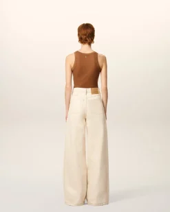 Jean Blanc Coupe Très Large En Coton