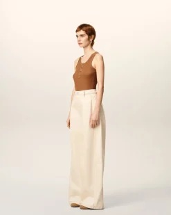 Jean Blanc Coupe Très Large En Coton