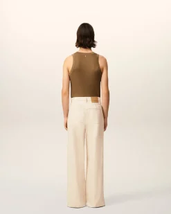 Jean Blanc Coupe Très Large En Coton