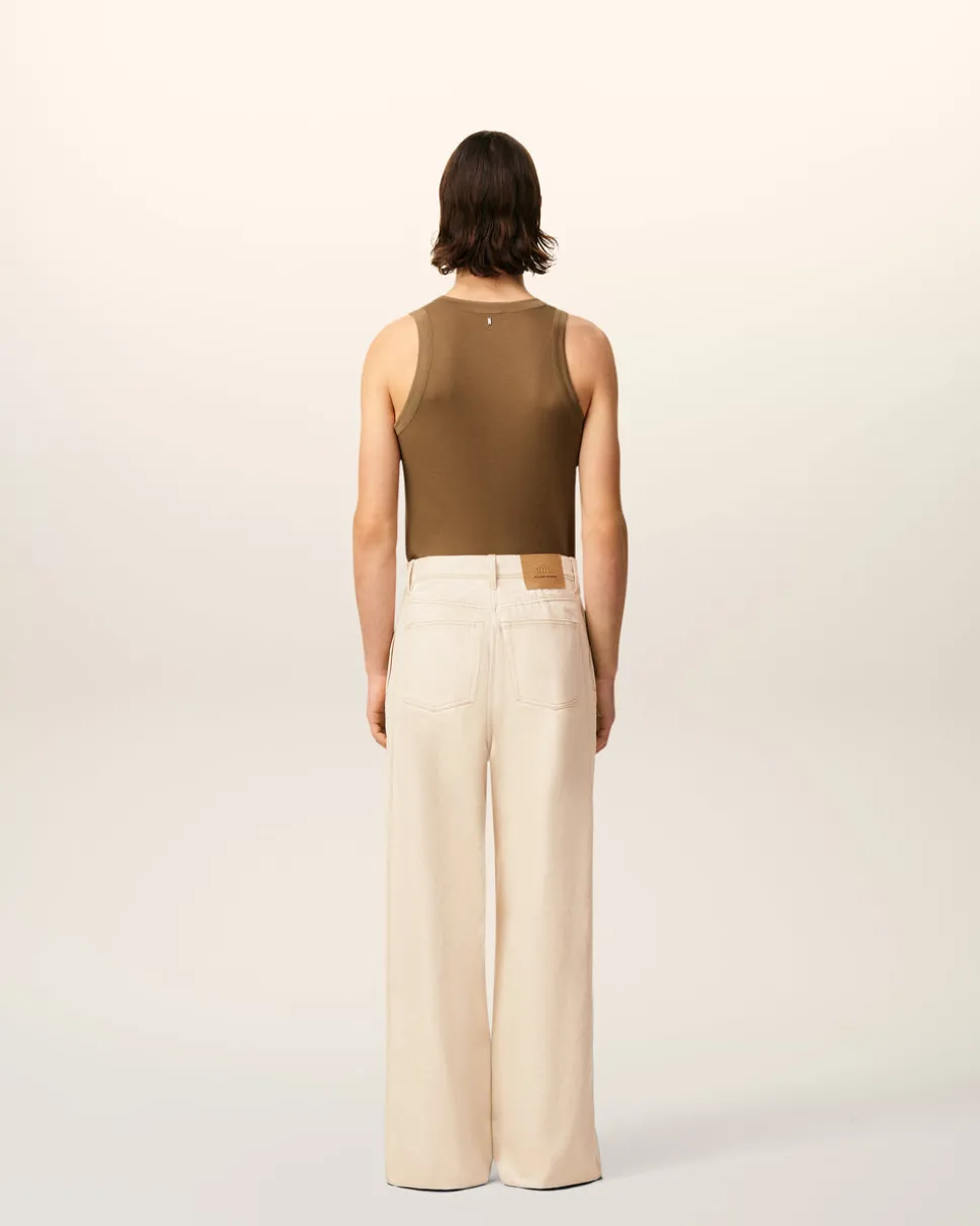 Jean Blanc Coupe Très Large En Coton