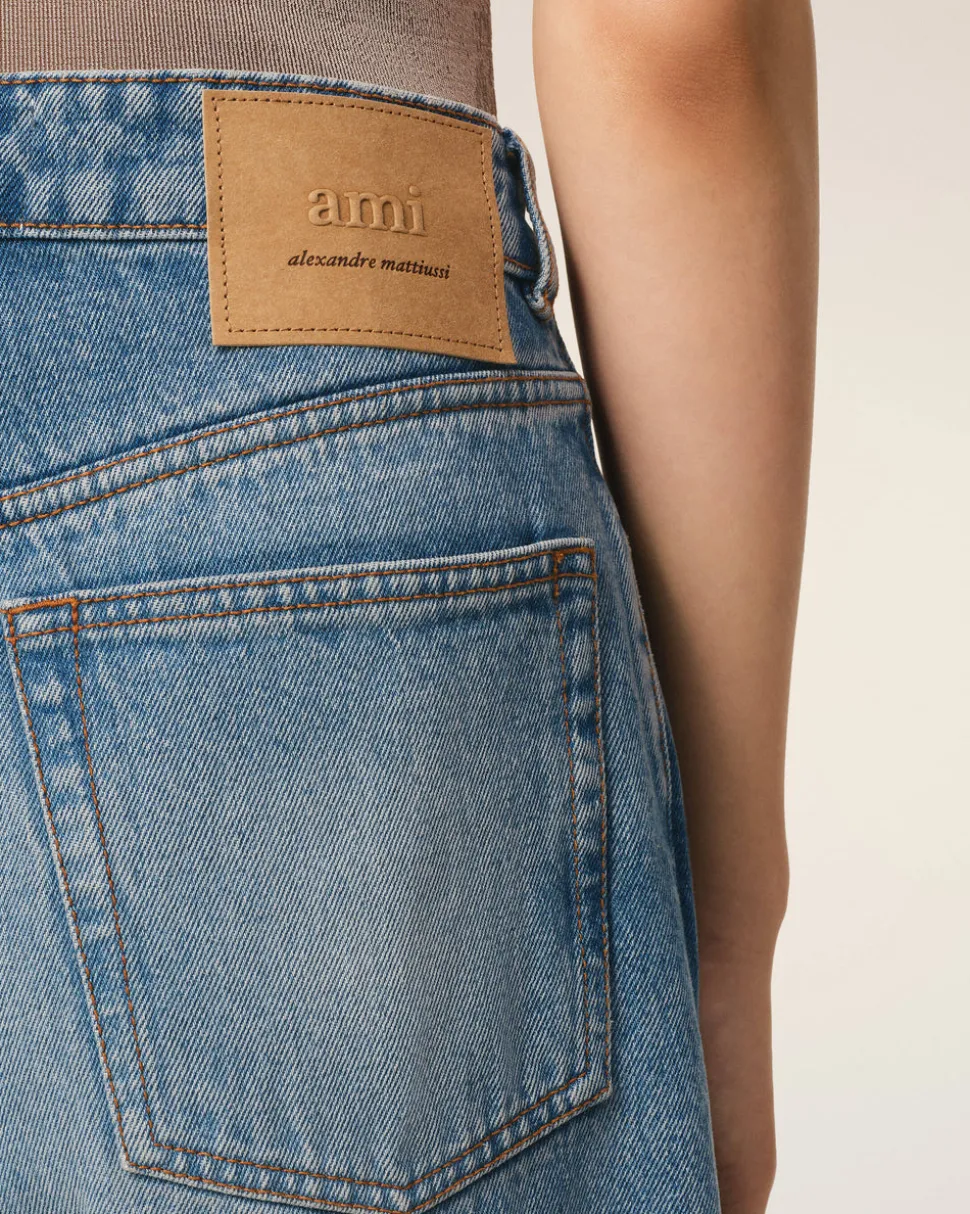 Jean Bleu Coupe Large En Coton