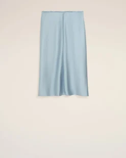 Jupe Bleue Midi Details Bords Francs