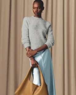 Jupe Bleue Midi Details Bords Francs