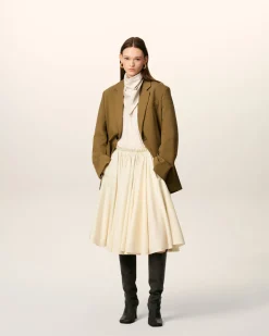 Jupe Corolle Blanche Midi En Laine