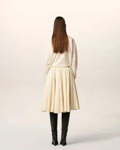 Jupe Corolle Blanche Midi En Laine