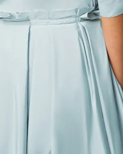 Jupe Corolle Bleue Midi En Taffetas