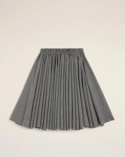 Jupe Corolle Grise Midi en Laine