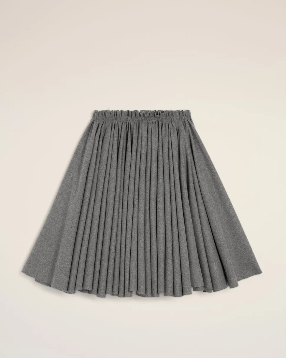 Jupe Corolle Grise Midi en Laine