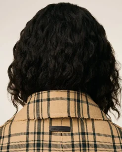 Mac Marron Ceinturé A Carreaux En Laine