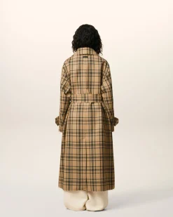 Mac Marron Ceinturé A Carreaux En Laine