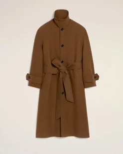 Mac Marron Ceinturé En Laine