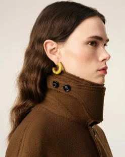 Mac Marron Ceinturé En Laine