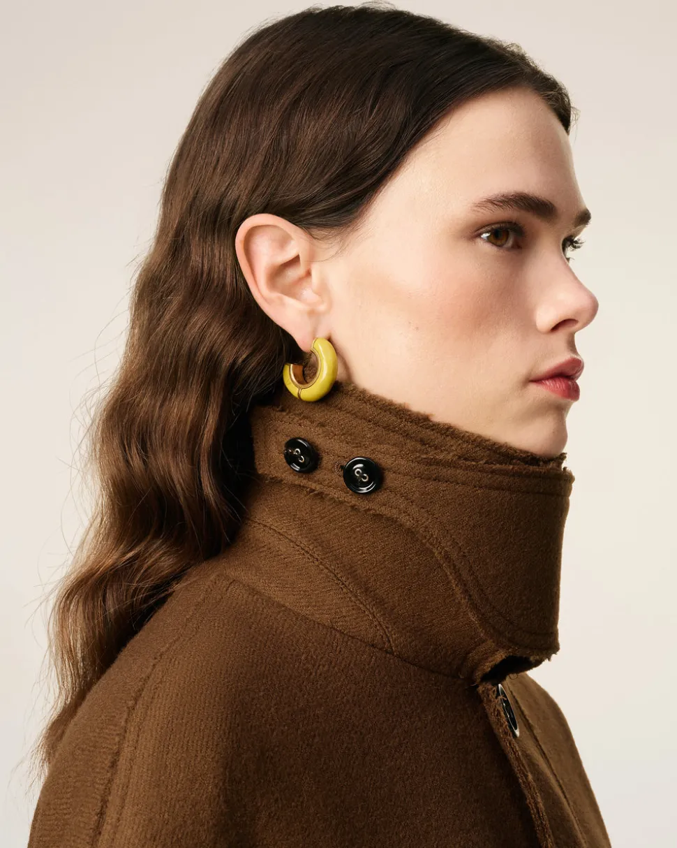 Mac Marron Ceinturé En Laine