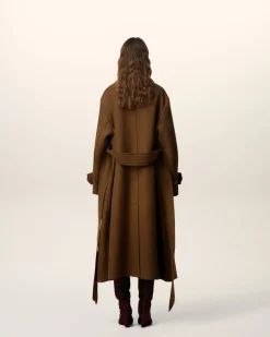 Mac Marron Ceinturé En Laine