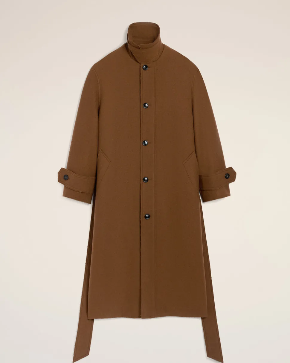 Mac Marron Ceinturé En Laine