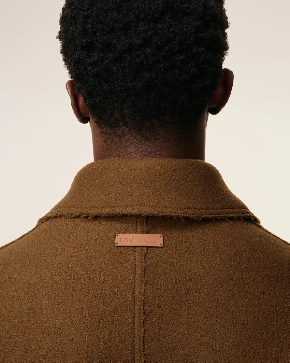 Mac Marron Ceinturé En Laine