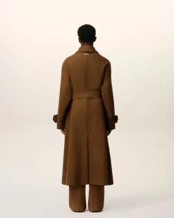 Mac Marron Ceinturé En Laine