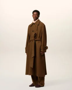 Mac Marron Ceinturé En Laine