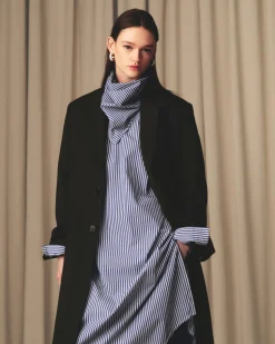 Manteau Noir Droit En Laine