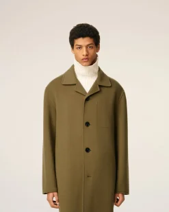 Manteau Vert Ceinturé En Laine