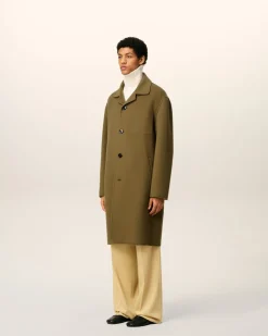 Manteau Vert Ceinturé En Laine
