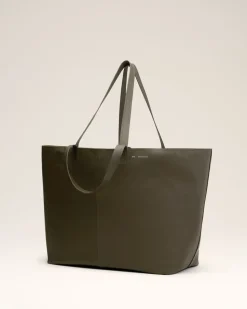 Maxi Cabas Midi Vert En Cuir