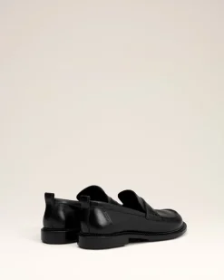 Moccassins Noirs A Bout Anatomique En Cuir