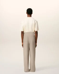 Pantalon Beige Elastiqué En Laine