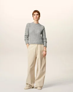 Pantalon Blanc Coupe Large En Coton