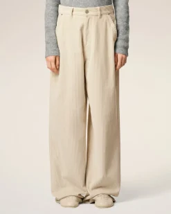 Pantalon Blanc Coupe Large En Coton