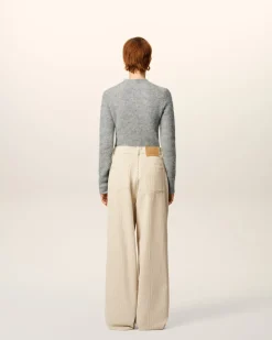 Pantalon Blanc Coupe Large En Coton