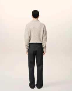 Pantalon Gris Coupe Large En Laine