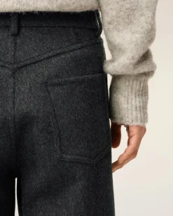 Pantalon Gris Coupe Large En Laine
