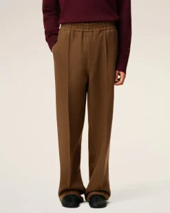 Pantalon Marron Elastiqué En Laine