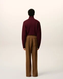 Pantalon Marron Elastiqué En Laine