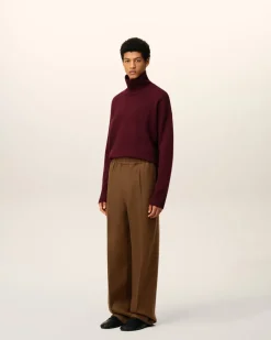 Pantalon Marron Elastiqué En Laine