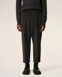 Pantalon Noir Carotte Coupe Oversize En Coton