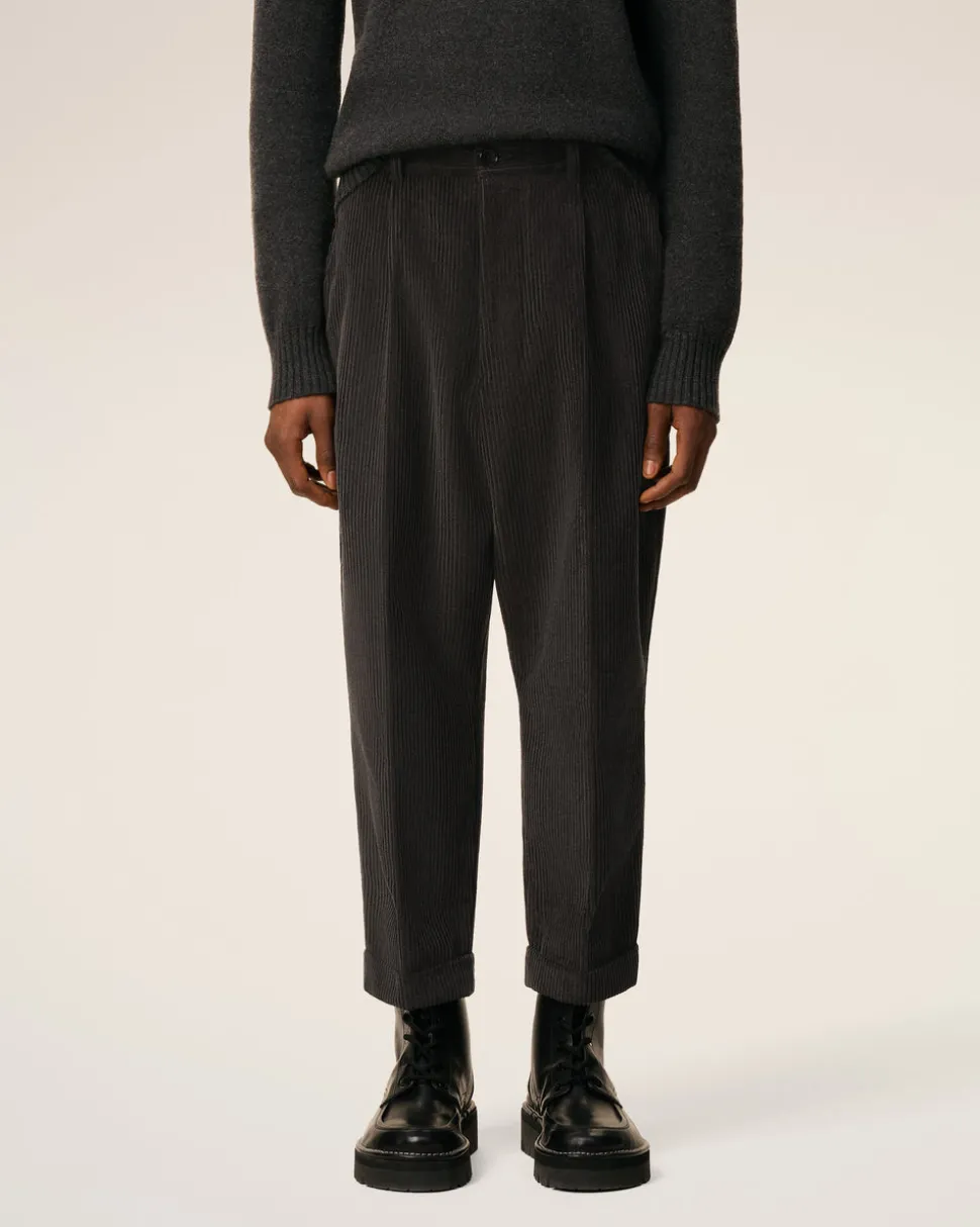 Pantalon Noir Carotte Coupe Oversize En Coton