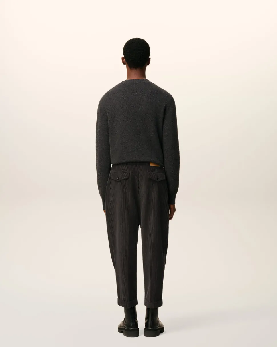 Pantalon Noir Carotte Coupe Oversize En Coton