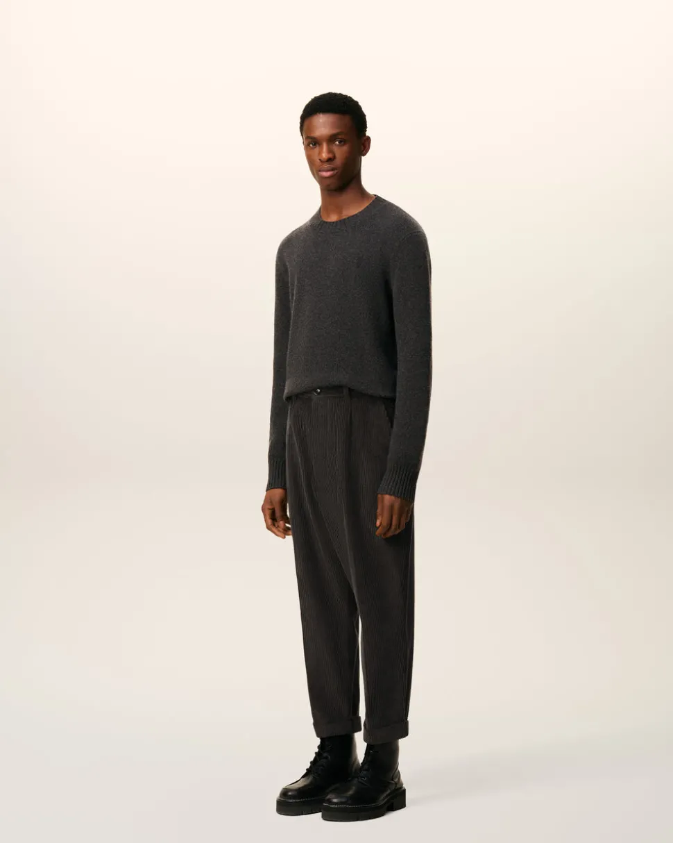 Pantalon Noir Carotte Coupe Oversize En Coton